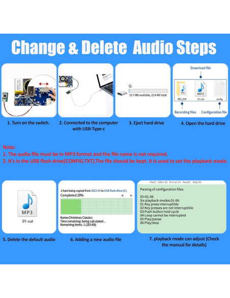 Módulo de Sonido XLW 16MB con Altavoz y Grabación 16 Min