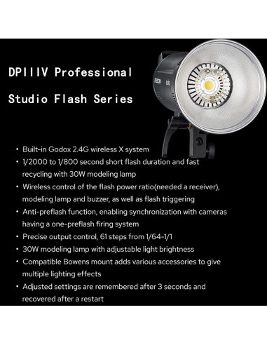 Flash Estudio Godox DP400III-V 400Ws con LED 30W y 2.4G