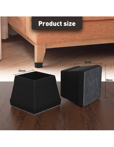 16 Protectores de Piso de Silicona Cuadrados Uukyttrium - Antirayaduras