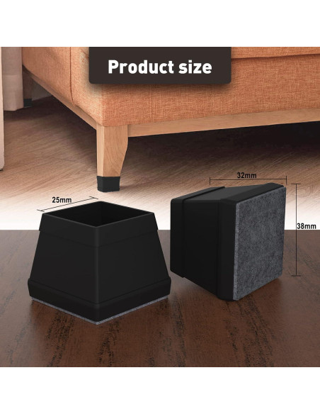 16 Protectores de Piso de Silicona Cuadrados Uukyttrium - Antirayaduras