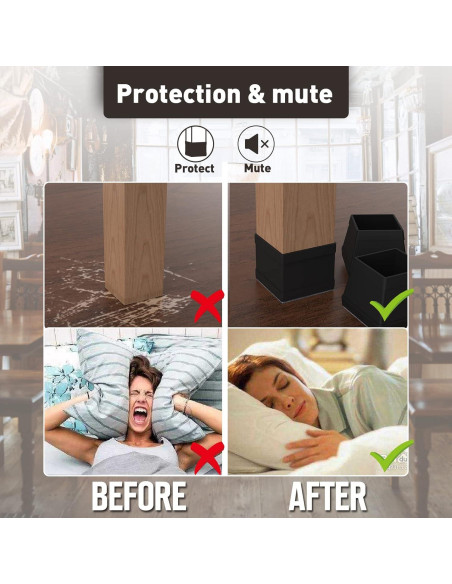 16 Protectores de Piso de Silicona Cuadrados Uukyttrium - Antirayaduras
