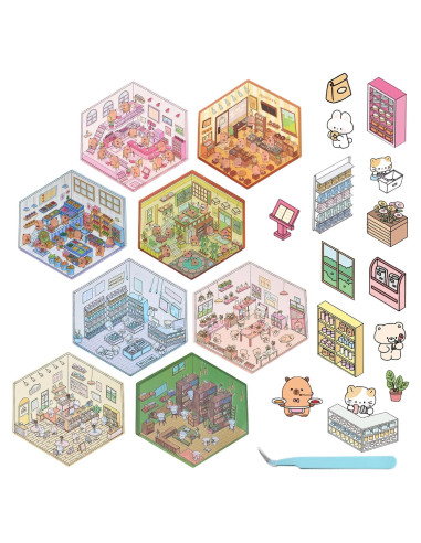 8 Juegos de Pegatinas 3D DIY Gincevhy para Decorar Escenas