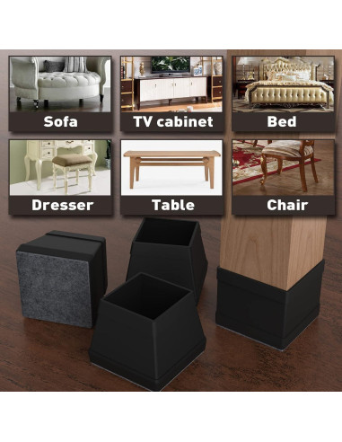 16 Protectores de Piso de Silicona Cuadrados Uukyttrium - Antirayaduras