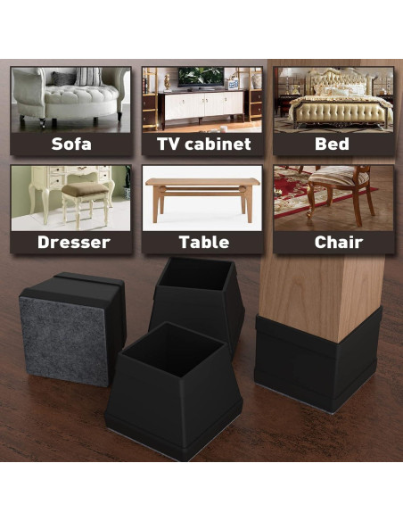 16 Protectores de Piso de Silicona Cuadrados Uukyttrium - Antirayaduras