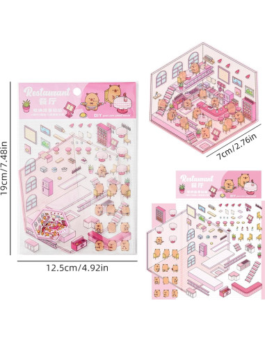 8 Juegos de Pegatinas 3D DIY Gincevhy para Decorar Escenas