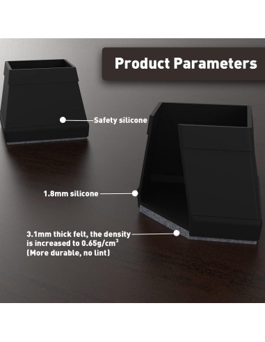 16 Protectores de Piso de Silicona Cuadrados Uukyttrium - Antirayaduras