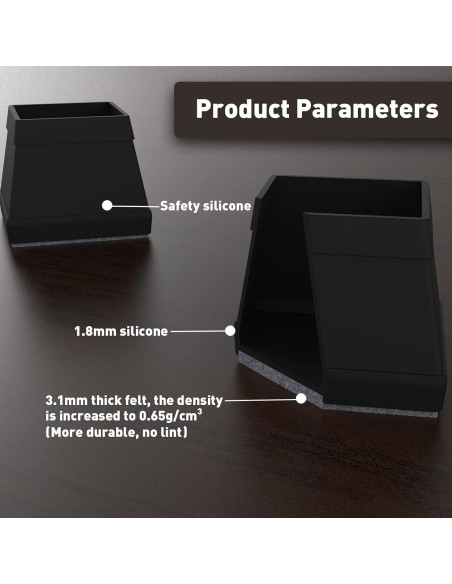 16 Protectores de Piso de Silicona Cuadrados Uukyttrium - Antirayaduras