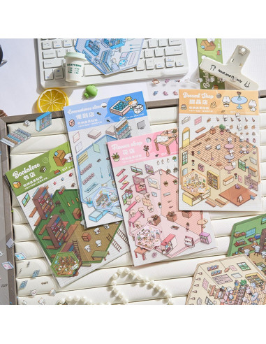 8 Juegos de Pegatinas 3D DIY Gincevhy para Decorar Escenas