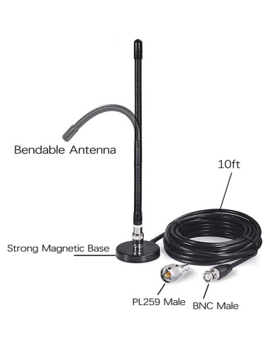 Antena CB CORONIR 27MHz con Base Magnética y Cable 3m