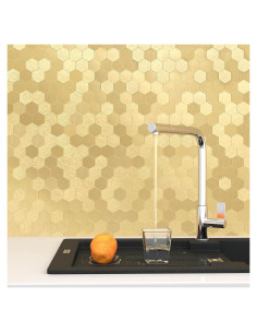 Azulejos Autoadhesivos BeNice Hexagonales 3D Dorado 5 Piezas