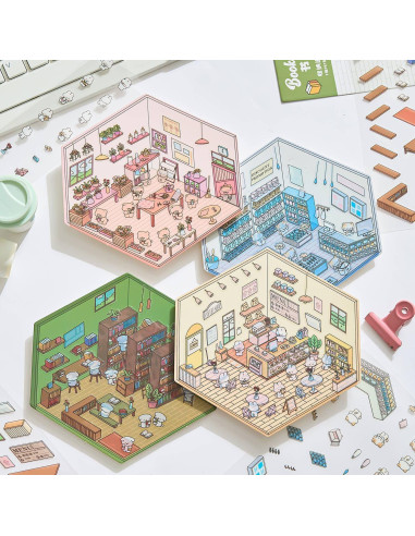 8 Juegos de Pegatinas 3D DIY Gincevhy para Decorar Escenas