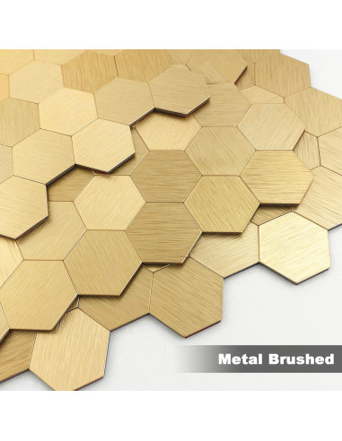 Azulejos Autoadhesivos BeNice Hexagonales 3D Dorado 5 Piezas