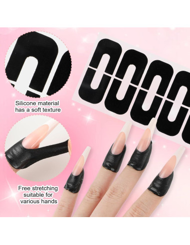100 Protectores de Esmalte de Uñas YUXIANLB - Silicona Negra