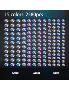 Calcomanías de Rhinestone Housuner 2580 Piezas Multicolor 2