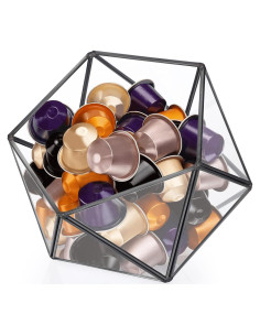 Soporte de Cápsulas de Café ELLDOO de Vidrio Negro 21x18x18 cm