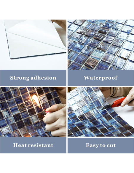 Azulejo de vidrio autoadhesivo CASAPALACE 30.48x30.48 cm azul