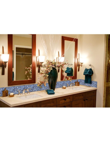 Azulejo de vidrio autoadhesivo CASAPALACE 30.48x30.48 cm azul