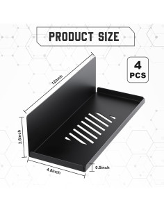 Estanterías Magnéticas Therwen para Cocina - Paquete de 4, 30x12x9 cm, Negro 2