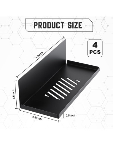 Estanterías Magnéticas Therwen para Cocina - Paquete de 4, 30x12x9 cm, Negro
