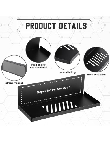 Estanterías Magnéticas Therwen para Cocina - Paquete de 4, 30x12x9 cm, Negro