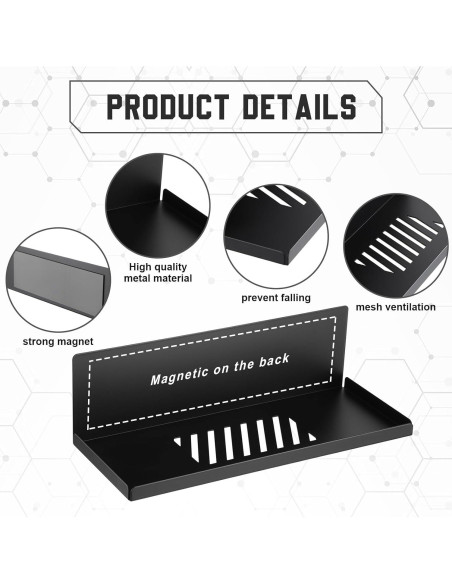 Estanterías Magnéticas Therwen para Cocina - Paquete de 4, 30x12x9 cm, Negro