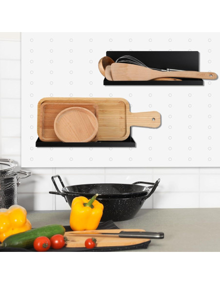 Estanterías Magnéticas Therwen para Cocina - Paquete de 4, 30x12x9 cm, Negro