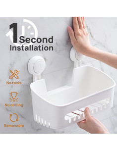 Caddy de Ducha LEVERLOC con Ventosa 2 Niveles Blanco 10KG 2