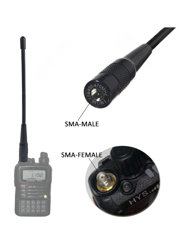 Antena Doble Banda HYS 701N SMA-Macho 144/430MHz para Walkie Talkie