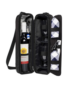 Bolsa de vino ALLCAMP negra con enfriador y utensilios