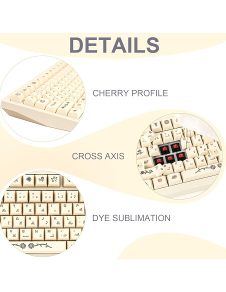 135 Teclas PBT Retro Beige GEKUCAP para Teclados Mecánicos