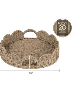 Bandeja Redonda de Mimbre StorageWorks 33 cm Natural 2