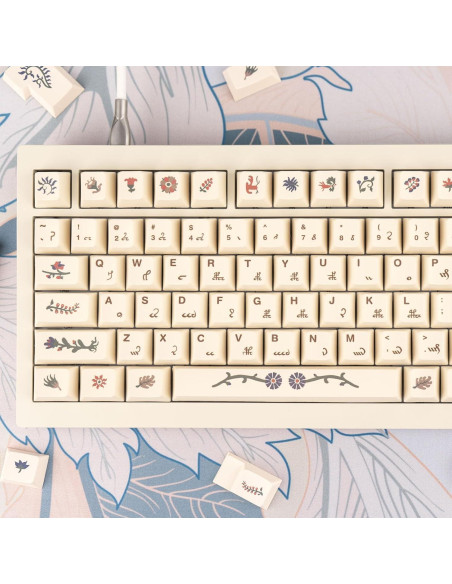 135 Teclas PBT Retro Beige GEKUCAP para Teclados Mecánicos