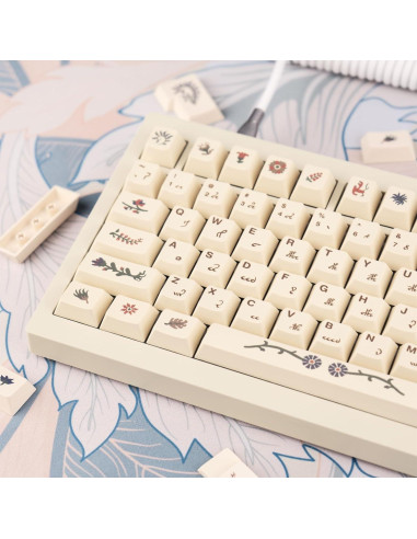 135 Teclas PBT Retro Beige GEKUCAP para Teclados Mecánicos