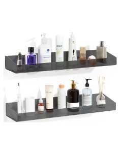 Estantes de Baño Acrílicos KATASKI, 2 Piezas Negros 39.88x9.88 cm