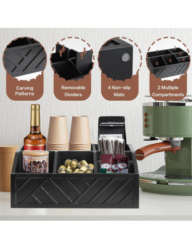 Organizador de café negro Ukonvi para cápsulas y accesorios