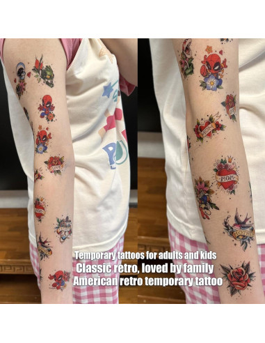 53 Tatuajes Temporales Superhéroes Roarhowl - Retro y Coloridos