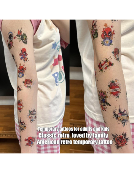 53 Tatuajes Temporales Superhéroes Roarhowl - Retro y Coloridos