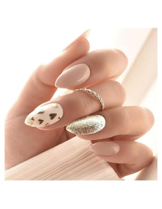 24 Uñas Postizas Almendra Rosa Nude OSTTMA con Purpurina