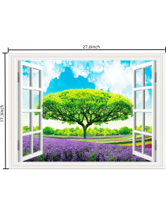 Calcomanía de Pared THNWSY Ventana Isla Tropical 43.9x70.1cm 2