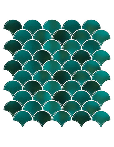 Azulejo Autoadhesivo VEELIKE Escamas de Pescado Verde 30.48cm