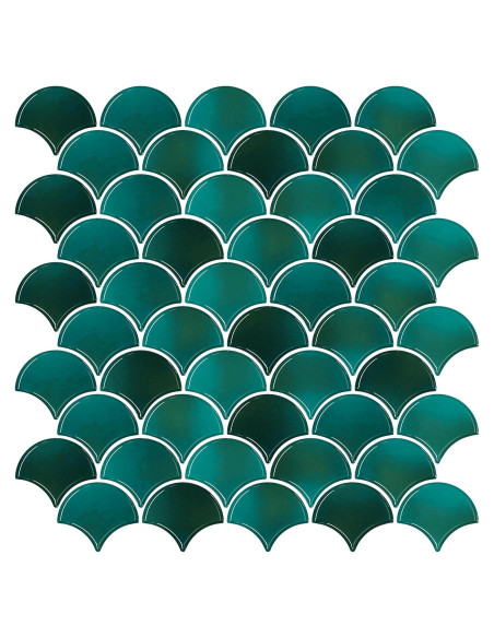 Azulejo Autoadhesivo VEELIKE Escamas de Pescado Verde 30.48cm