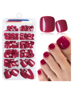 LuckForever Kit 168 Uñas Postizas para Pies Baya Cortas