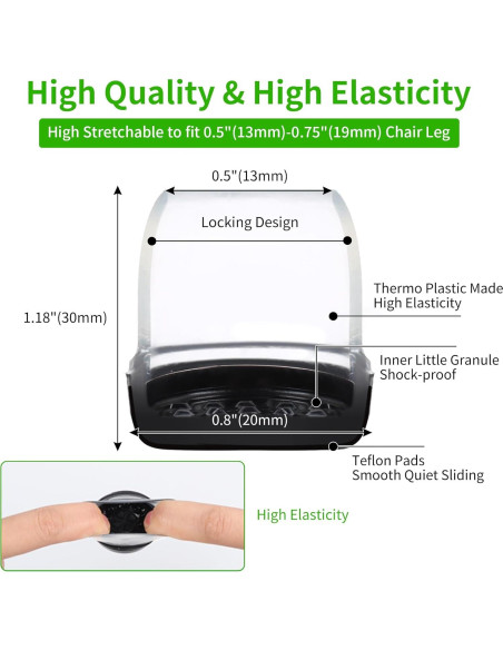 16 Deslizadores de Pierna de Silla GAGUIUP para Alfombra 1.27-1.78cm