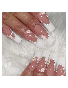 Kit de Uñas Postizas de Flores Sutaozhi - 24 Piezas