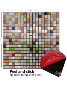 Azulejos de Respaldo Metálico Autoadhesivos XUANINY 30x30 cm 2