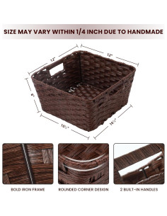Cestas de Almacenamiento de Mimbre Onlytak Marrón 30x30x15 cm Paquete de 2 2