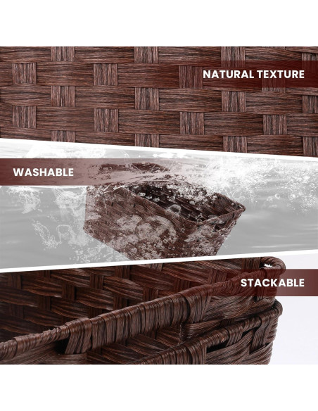 Cestas de Almacenamiento de Mimbre Onlytak Marrón 30x30x15 cm Paquete de 2