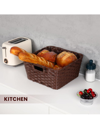 Cestas de Almacenamiento de Mimbre Onlytak Marrón 30x30x15 cm Paquete de 2