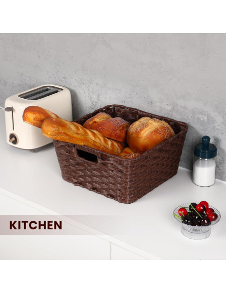 Cestas de Almacenamiento de Mimbre Onlytak Marrón 30x30x15 cm Paquete de 2