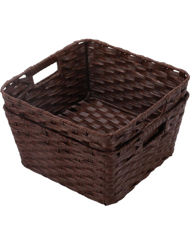 Cestas de Almacenamiento de Mimbre Onlytak Marrón 30x30x15 cm Paquete de 2
